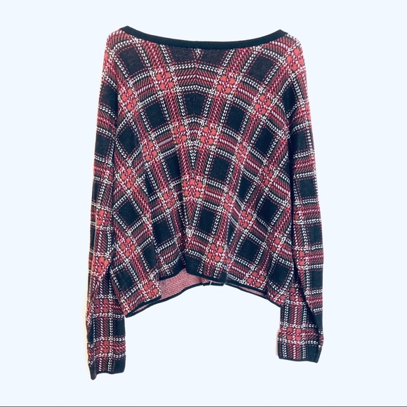 TORRID Scoop Neck Plaid Sweater Red and Black - Picture 7 of 8